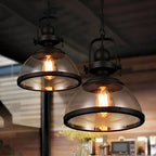 Industrial Glass Pendant Light with Adjustable Height | Vintage Dome for Cozy Kitchen Island Ambience