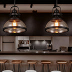 Industrial Glass Pendant Light with Adjustable Height | Vintage Dome for Cozy Kitchen Island Ambience