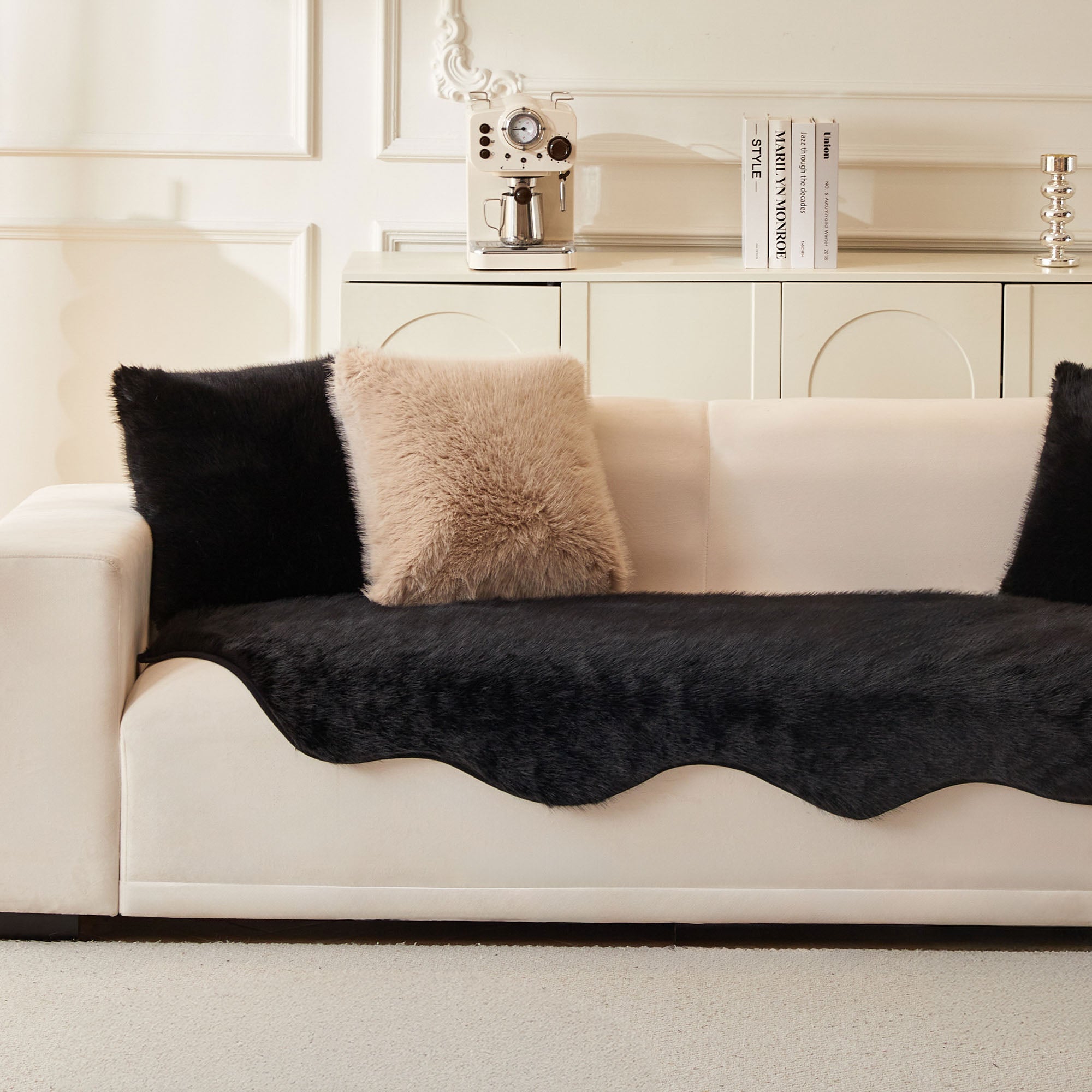 Ultra Soft Scandinavian Fluffy Sofa Cover for Cozy Modern Living