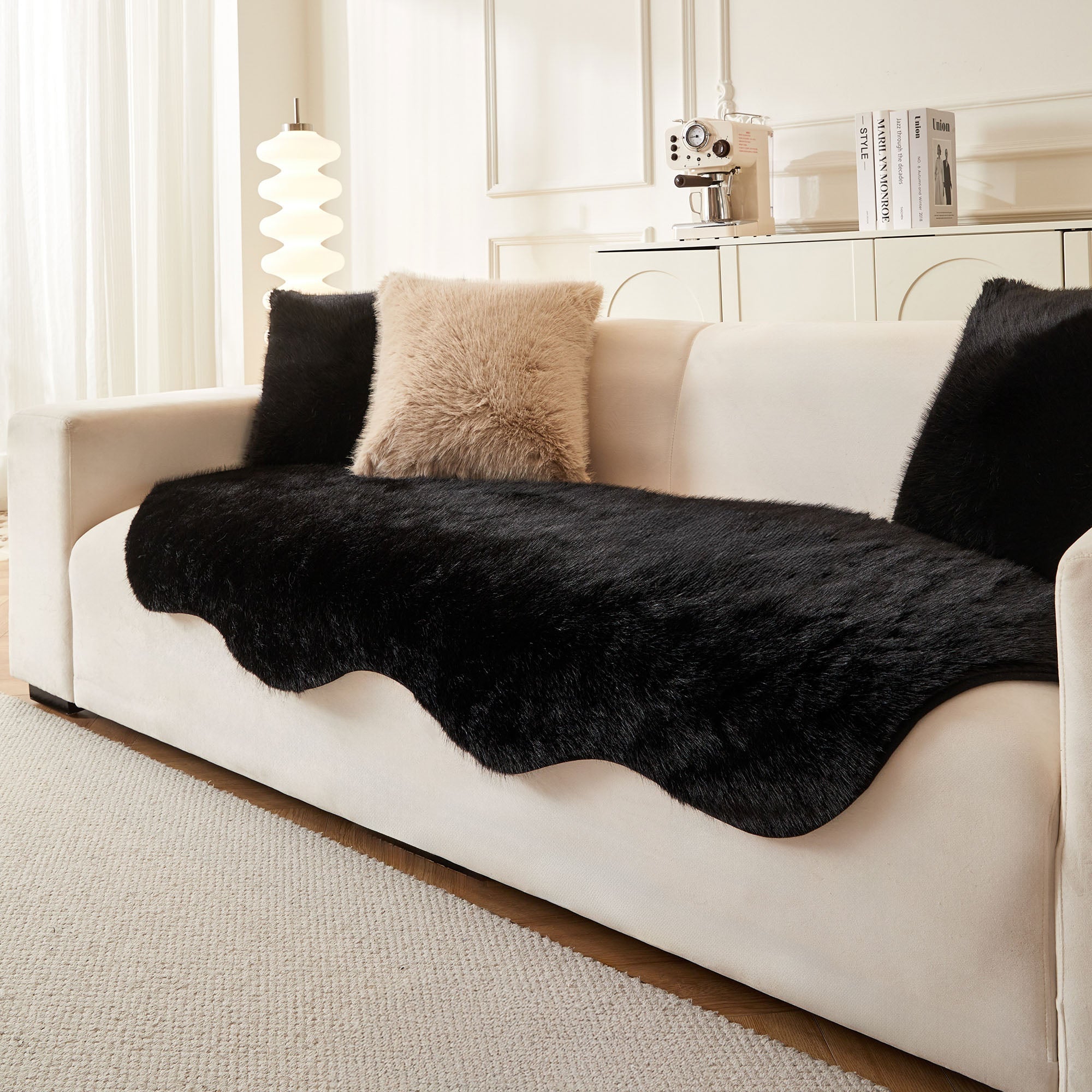 Ultra Soft Scandinavian Fluffy Sofa Cover for Cozy Modern Living