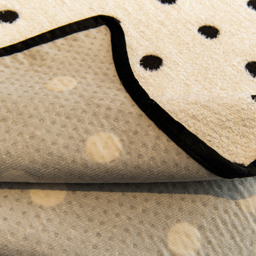 Plush Cream Polka Dot Non Slip Couch Cover for Daily Living
