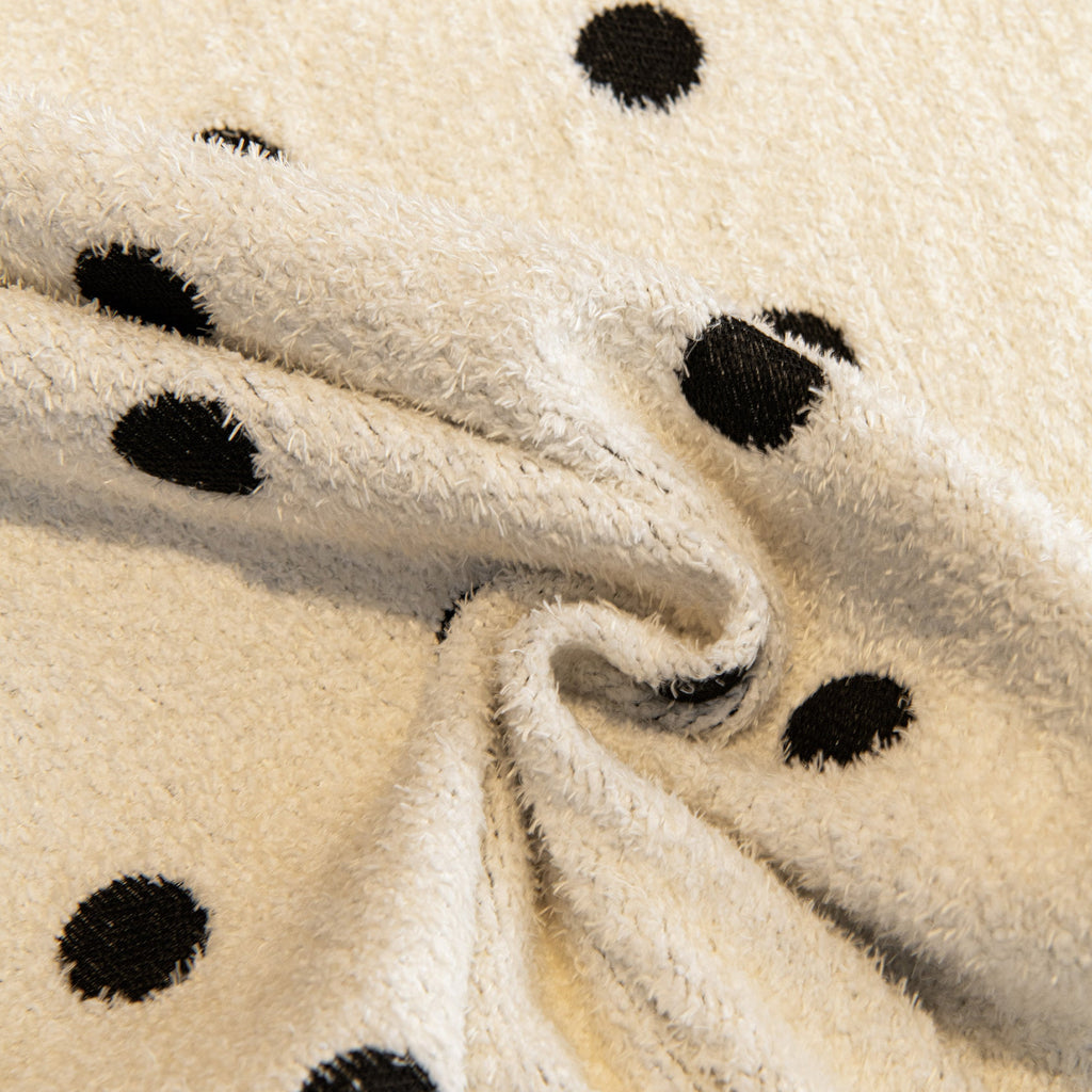 Plush Cream Polka Dot Non Slip Couch Cover for Daily Living