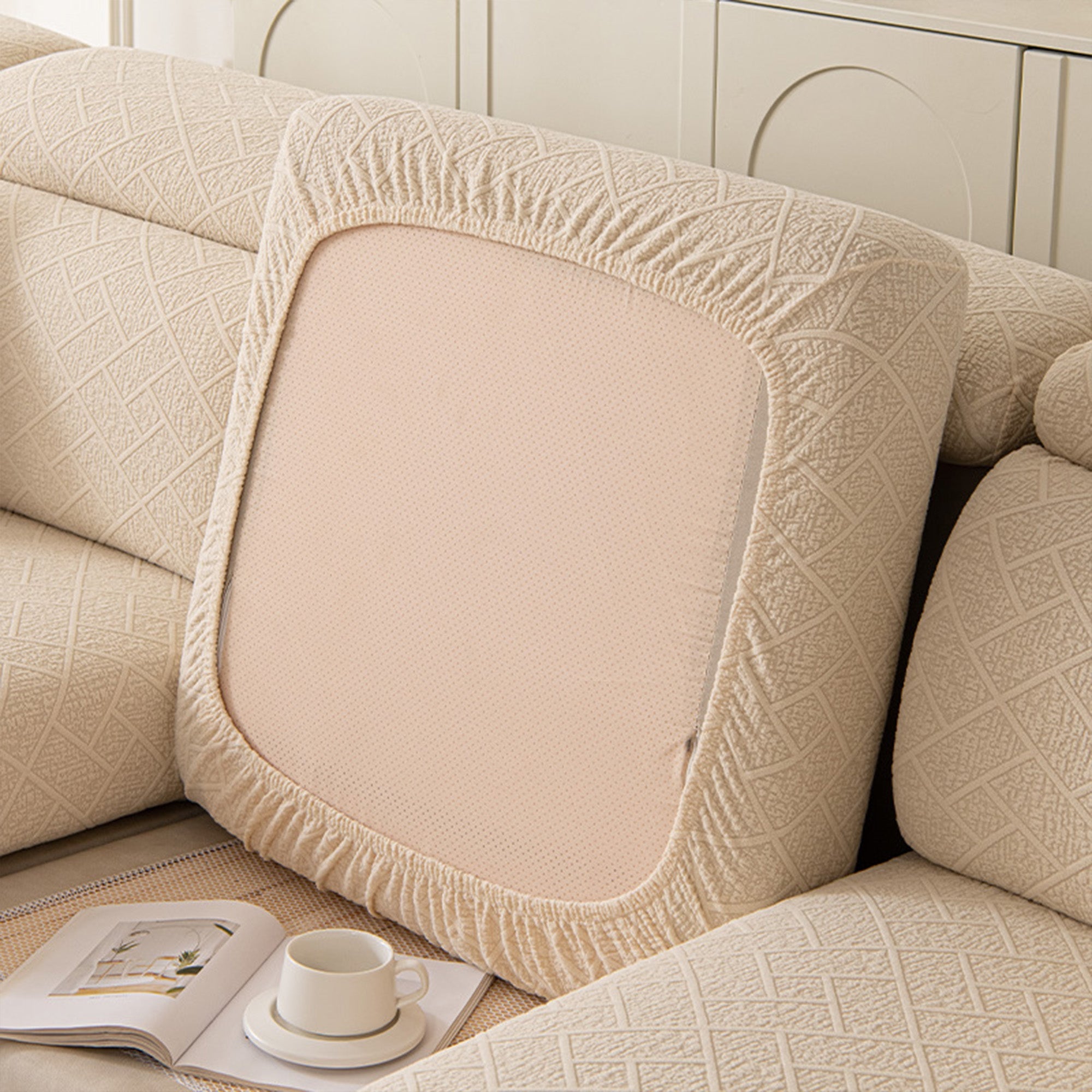 Luxury Diamond Knit Stretch Sofa Cover for Modern Pet Friendly Homes