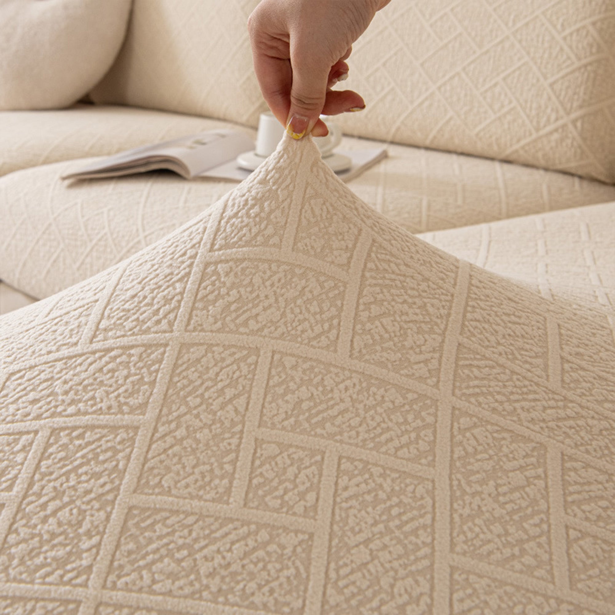 Luxury Diamond Knit Stretch Sofa Cover for Modern Pet Friendly Homes