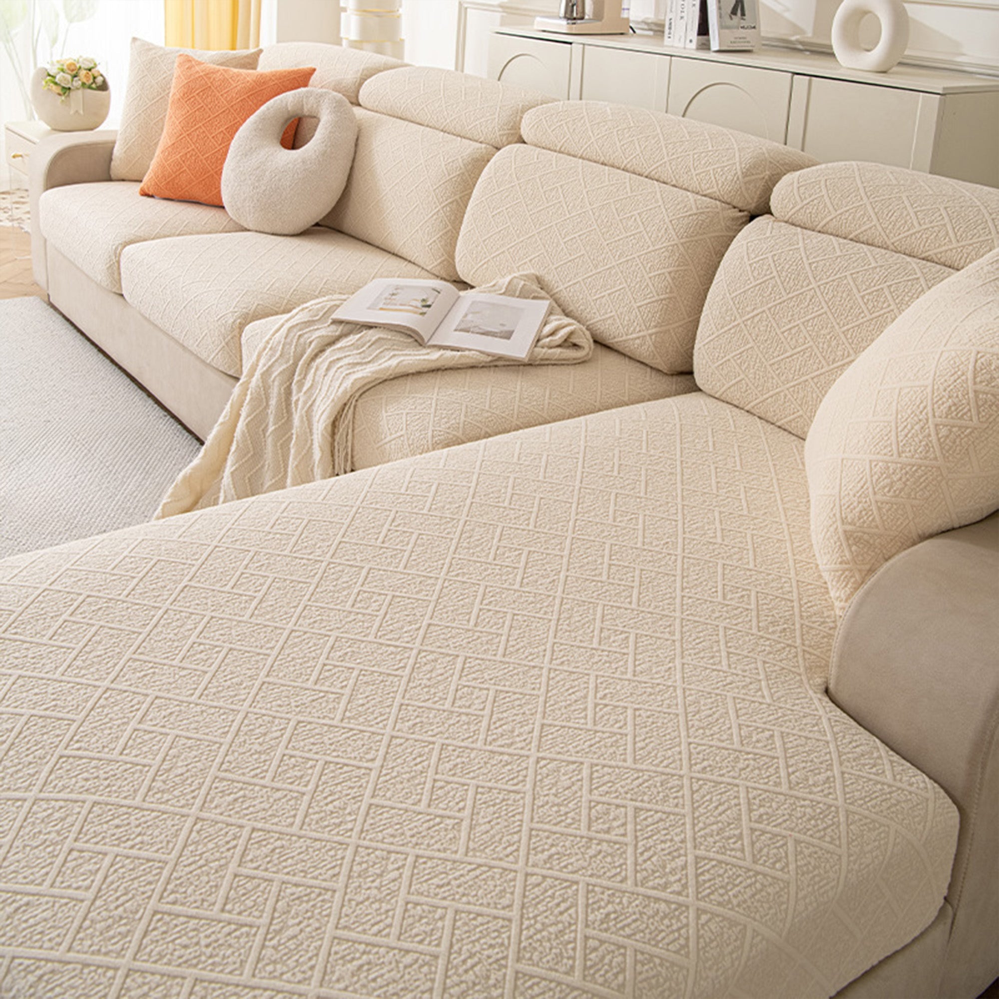 Luxury Diamond Knit Stretch Sofa Cover for Modern Pet Friendly Homes