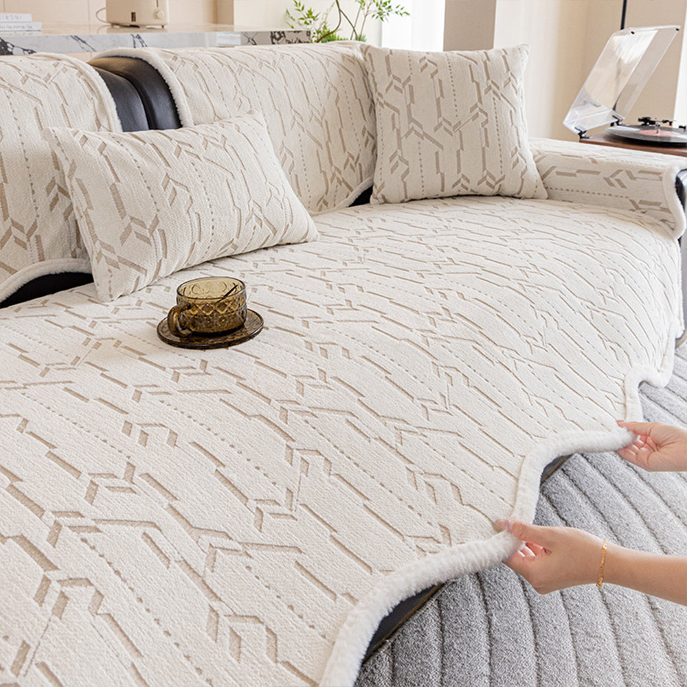 Nordic Arrow Chenille Non Slip Couch Cover for Modern Homes
