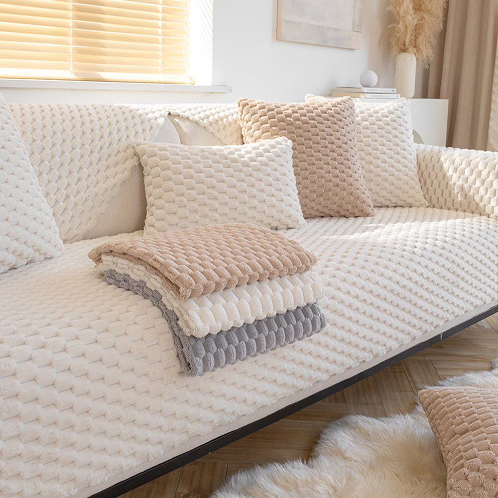 Plush Pebble Texture Non Slip Couch Cover for Everyday Comfort