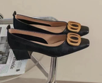 Jozie Collection | Black Block Heel Shoes with Chic Details | Versatile Elegance for Any Occasion