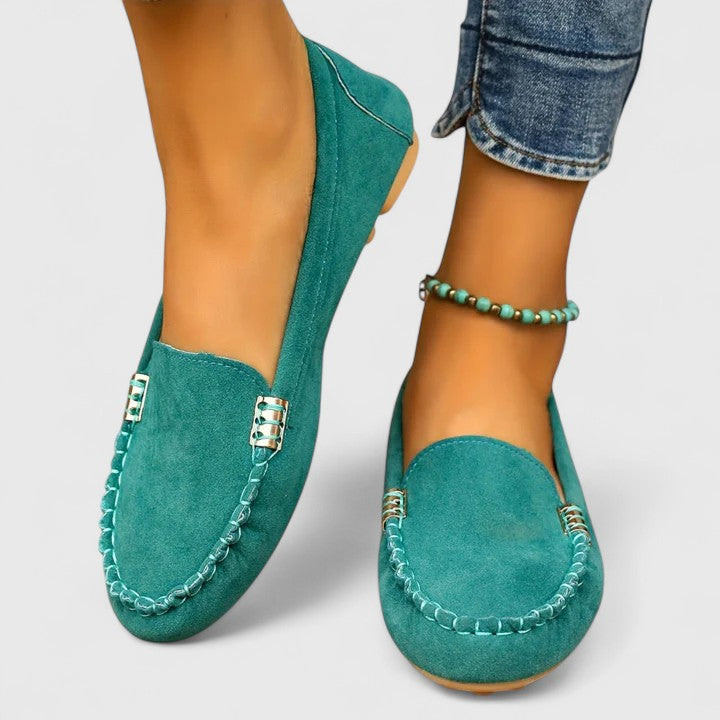 Karlene Collection | Black Loafers for Women with Stylish Metal Accents | Comfortable Slip-Ons for Everyday Elegance