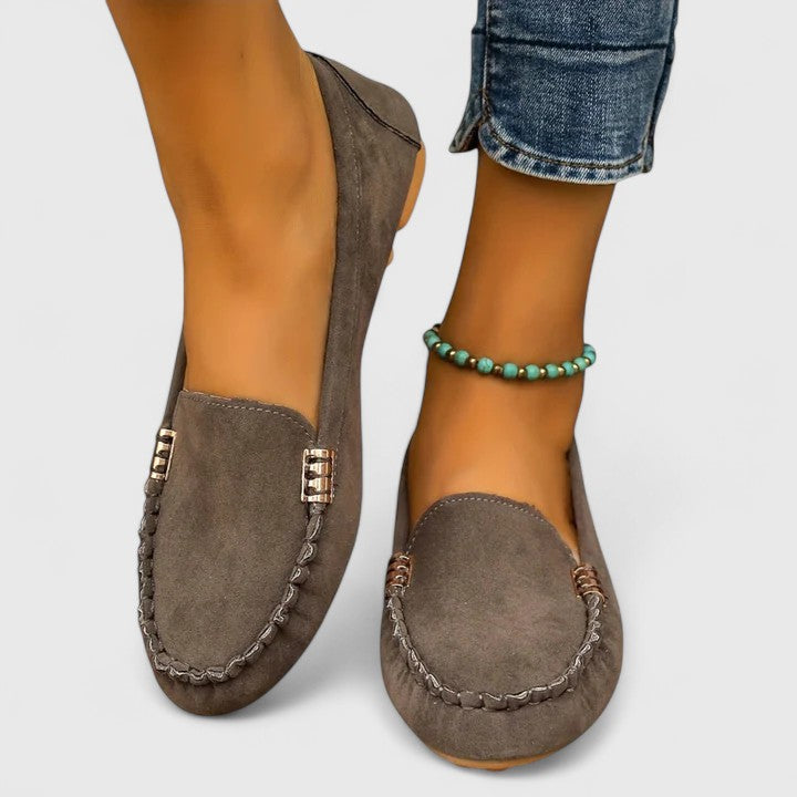 Karlene Collection | Black Loafers for Women with Stylish Metal Accents | Comfortable Slip-Ons for Everyday Elegance