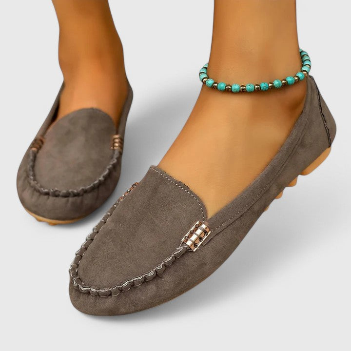 Karlene Collection | Black Loafers for Women with Stylish Metal Accents | Comfortable Slip-Ons for Everyday Elegance