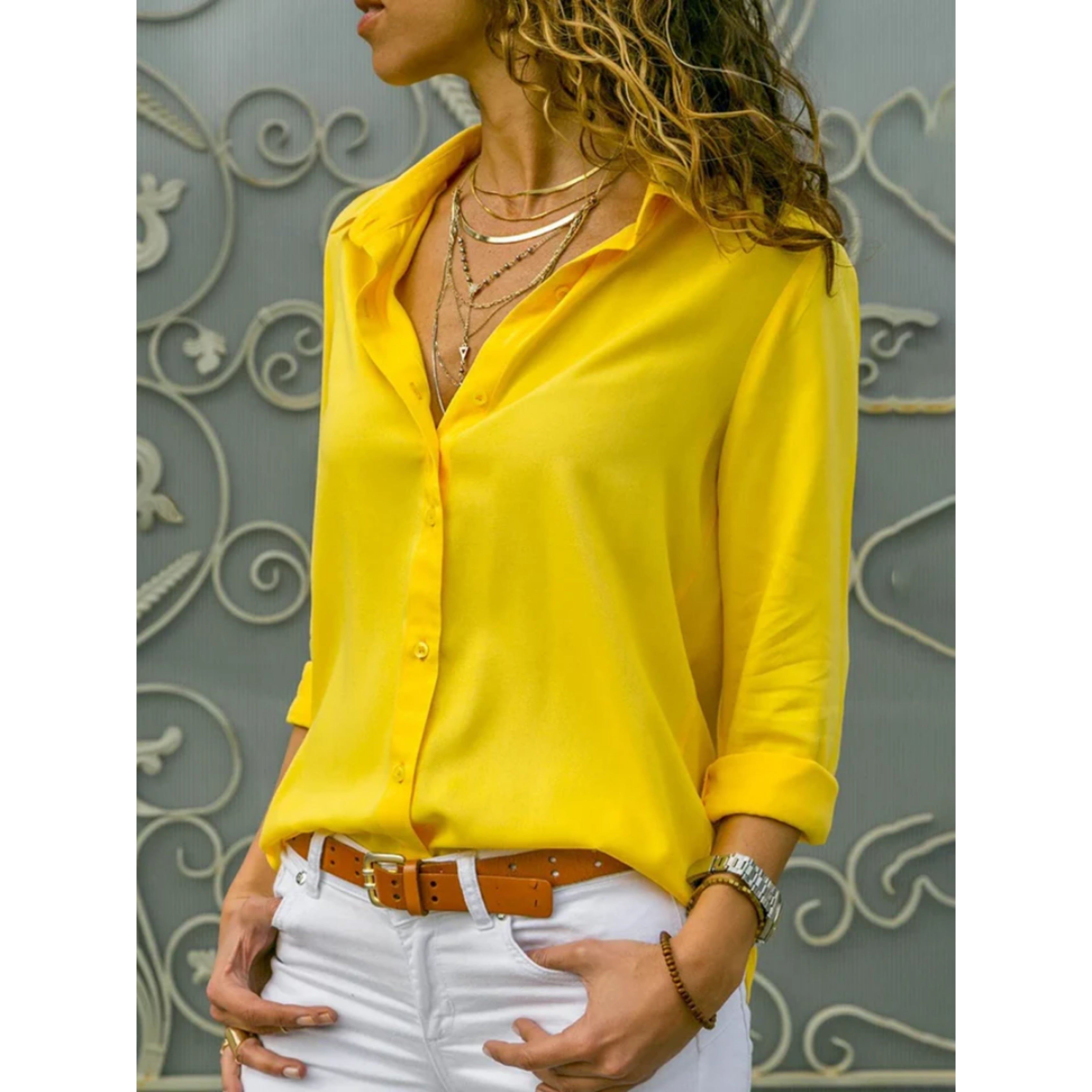 Kayleigh | Women's Blouse with Long Sleeves & Button Closure | Elegant Versatile Top for All Occasions