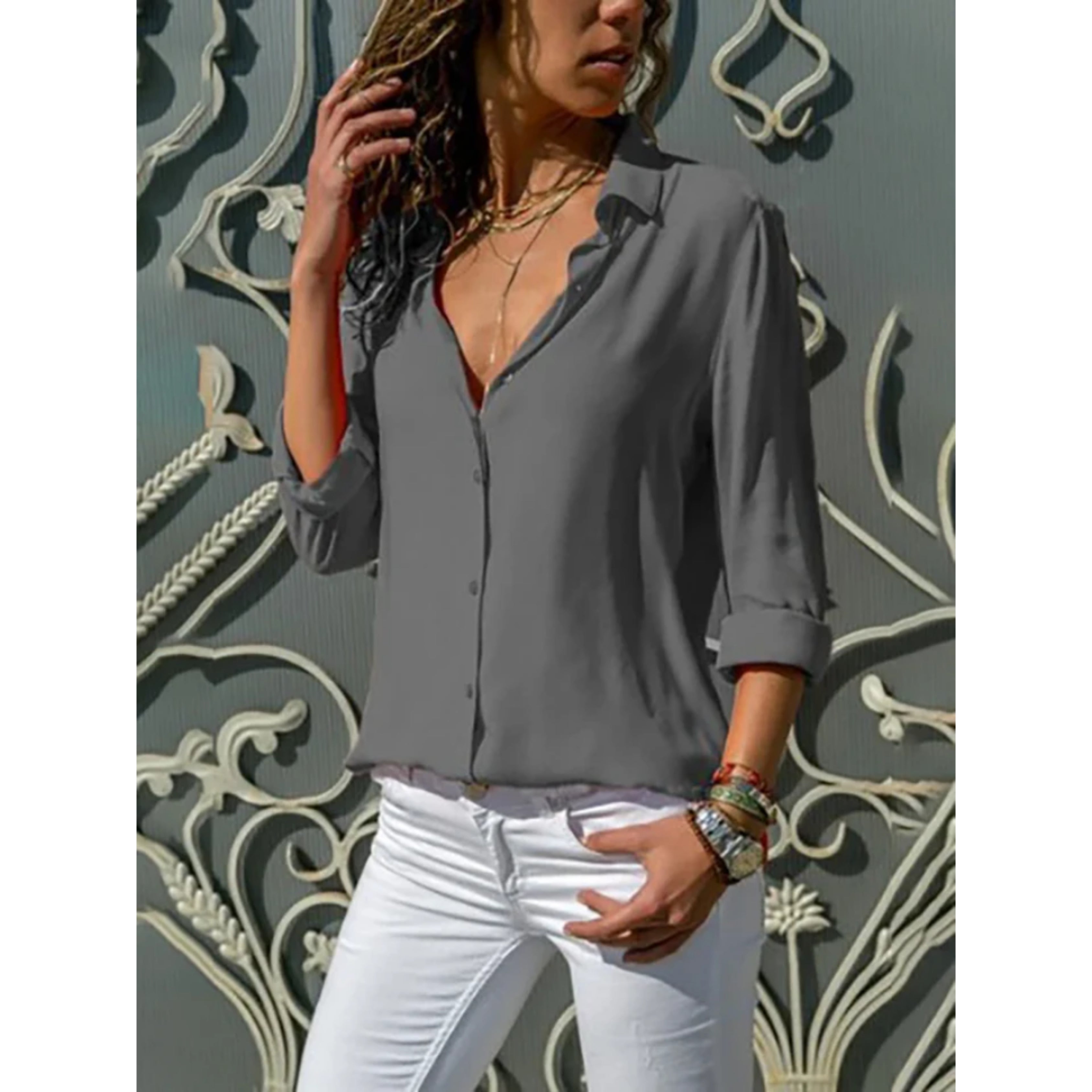 Kayleigh | Women's Blouse with Long Sleeves & Button Closure | Elegant Versatile Top for All Occasions