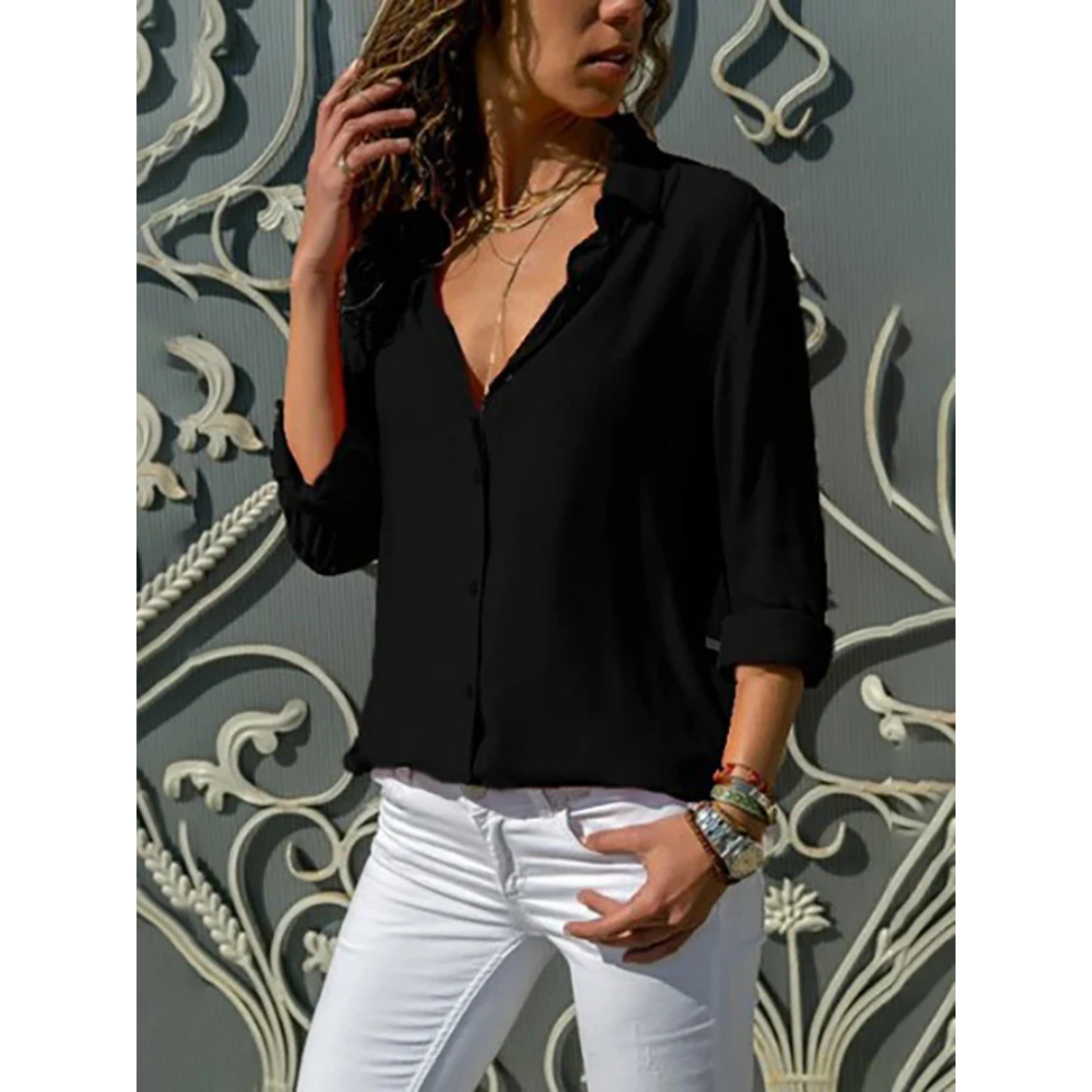 Kayleigh | Women's Blouse with Long Sleeves & Button Closure | Elegant Versatile Top for All Occasions