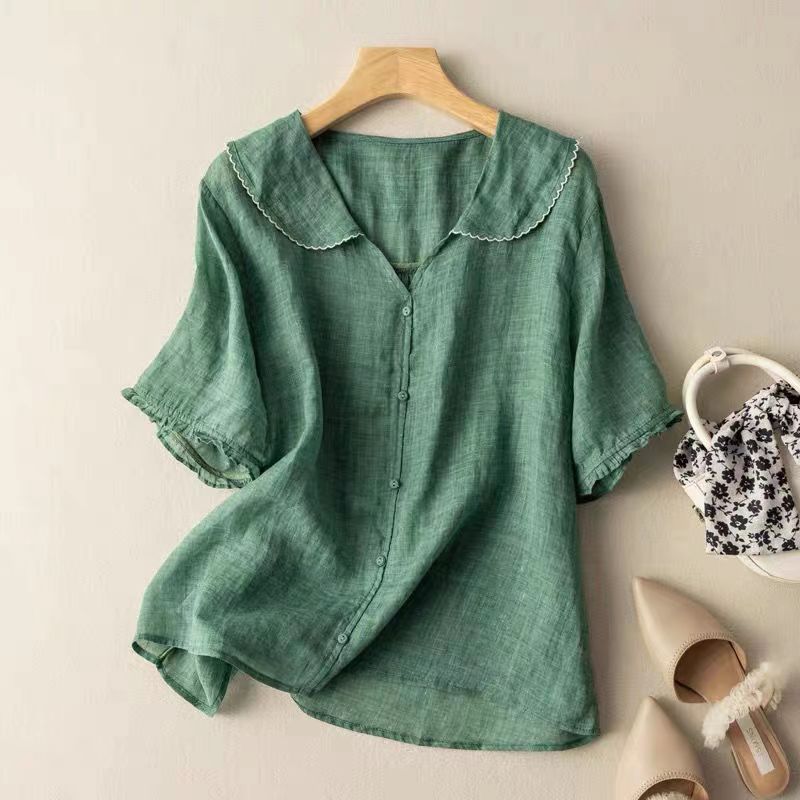 Kristi™ | Women's Blouse with Scalloped Collar & Relaxed Fit | Vintage Elegance for Effortless Style