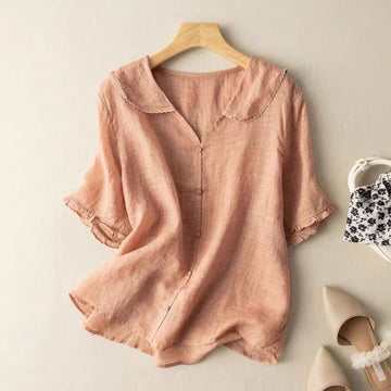 Kristi™ | Women's Blouse with Scalloped Collar & Relaxed Fit | Vintage Elegance for Effortless Style