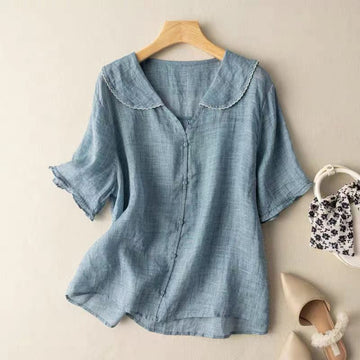 Kristi™ | Women's Blouse with Scalloped Collar & Relaxed Fit | Vintage Elegance for Effortless Style