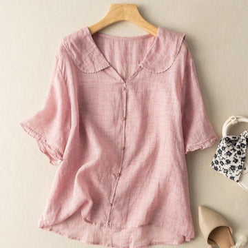 Kristi™ | Women's Blouse with Scalloped Collar & Relaxed Fit | Vintage Elegance for Effortless Style