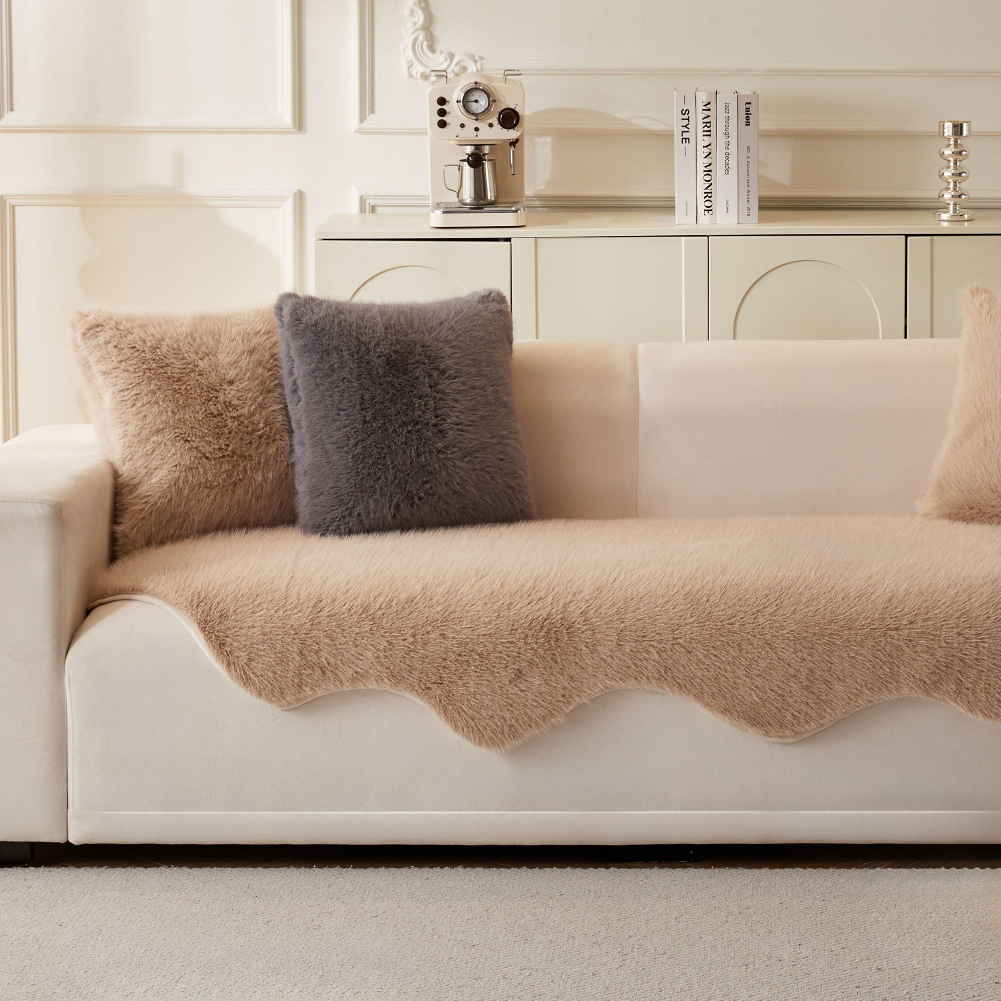 Ultra Soft Scandinavian Fluffy Sofa Cover for Cozy Modern Living