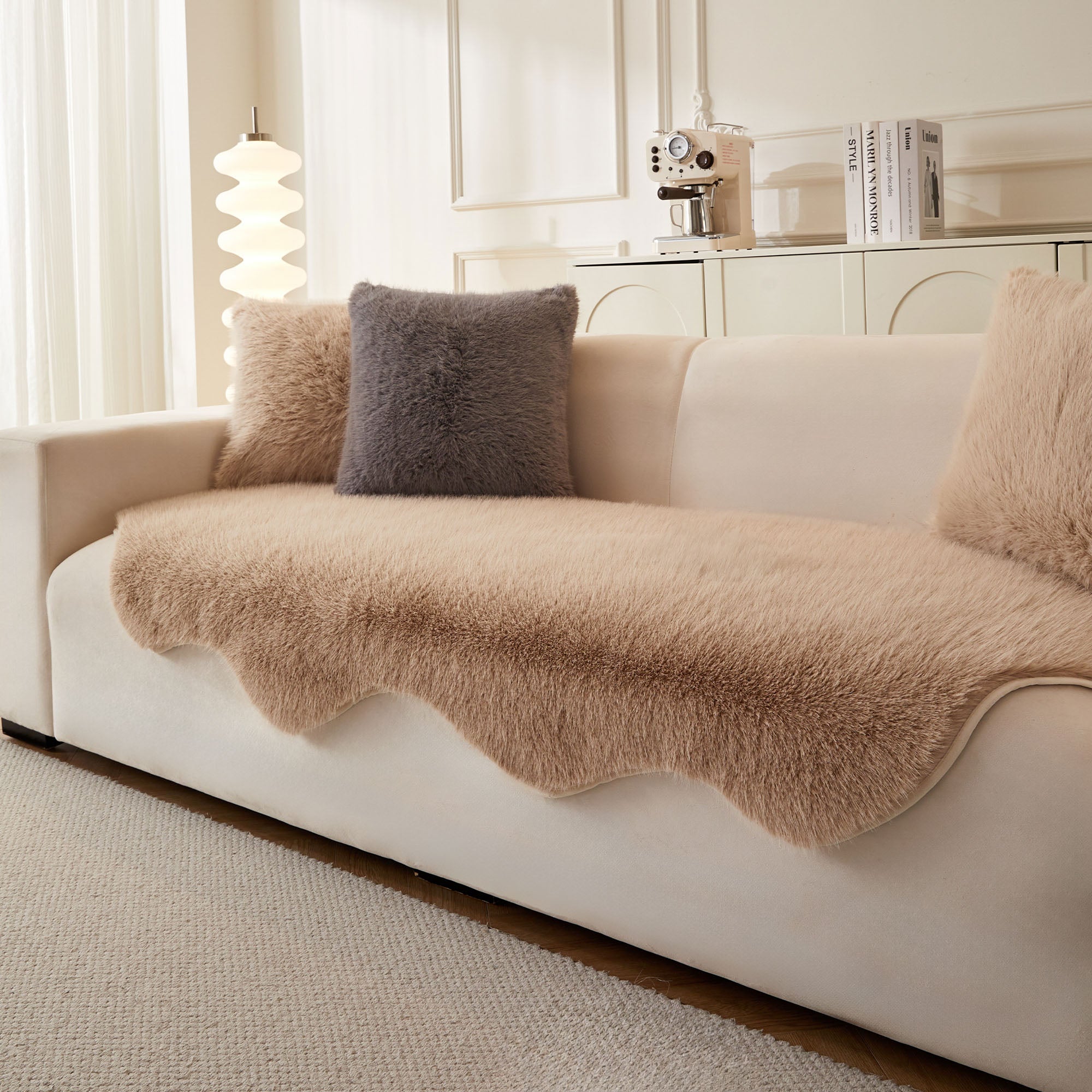 Ultra Soft Scandinavian Fluffy Sofa Cover for Cozy Modern Living
