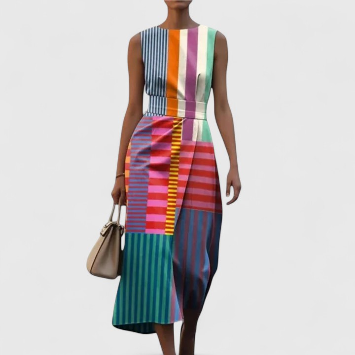 Lindsey Collection | Floral Midi Dress with Unique Print | Comfortable Fit for Effortless Style
