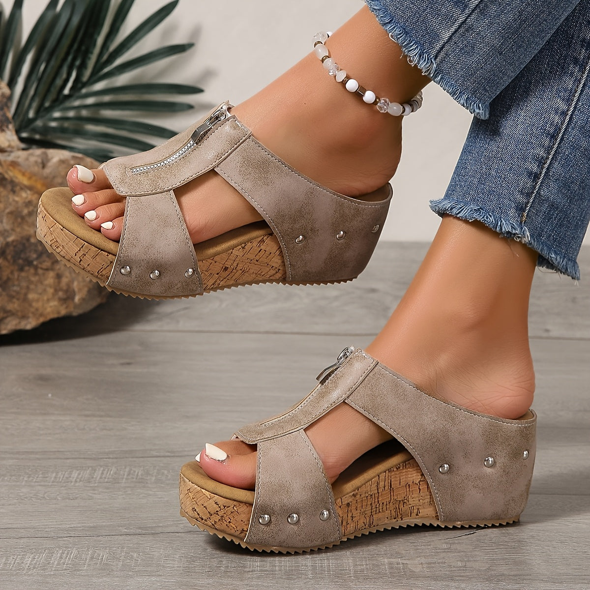 Women's Platform Sandals, Cushioned Insole, Adjustable Strap Comfort Sandals