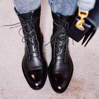 Lisa Collection | Black Leather Boots with Cushioned Interior | Stylish Versatile Footwear for All-Day Comfort