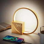 Lumora Halo | Bedside Table Lamp with Alarm Clock & USB Charging | Adjustable Brightness for Gentle Wake-Up