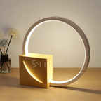 Lumora Halo | Bedside Table Lamp with Alarm Clock & USB Charging | Adjustable Brightness for Gentle Wake-Up