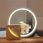 Lumora Halo | Bedside Table Lamp with Alarm Clock & USB Charging | Adjustable Brightness for Gentle Wake-Up
