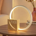 Lumora Halo | Bedside Table Lamp with Alarm Clock & USB Charging | Adjustable Brightness for Gentle Wake-Up
