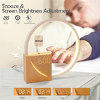 Lumora Halo | Bedside Table Lamp with Alarm Clock & USB Charging | Adjustable Brightness for Gentle Wake-Up