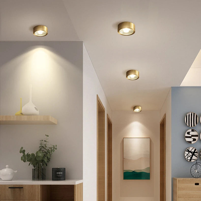 Lumora | Flush Mount Ceiling Light with Adjustable Brightness | Elegant Copper Fixture for Hallways and Living Rooms