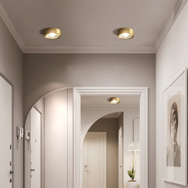 Lumora | Flush Mount Ceiling Light with Adjustable Brightness | Elegant Copper Fixture for Hallways and Living Rooms