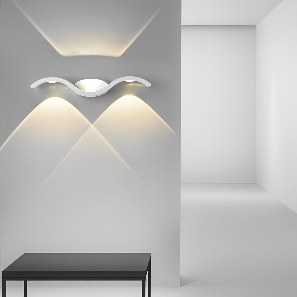 LuxRoyale Wave | Outdoor Wall Light with Up-Down Illumination | Modern Sconce for Enhanced Curb Appeal