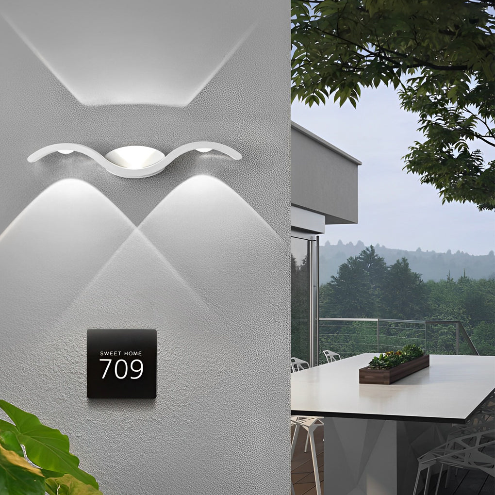 LuxRoyale Wave | Outdoor Wall Light with Up-Down Illumination | Modern Sconce for Enhanced Curb Appeal