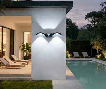 LuxRoyale Wave | Outdoor Wall Light with Up-Down Illumination | Modern Sconce for Enhanced Curb Appeal