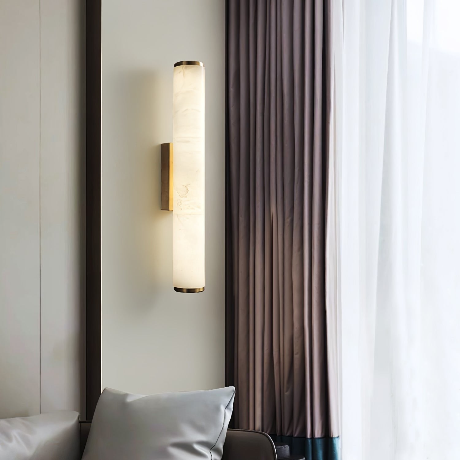 LuxRoyale | Wall Sconce Light with Spanish Marble & Copper Accents | Elegant Wall Lamp for Cozy Ambiance