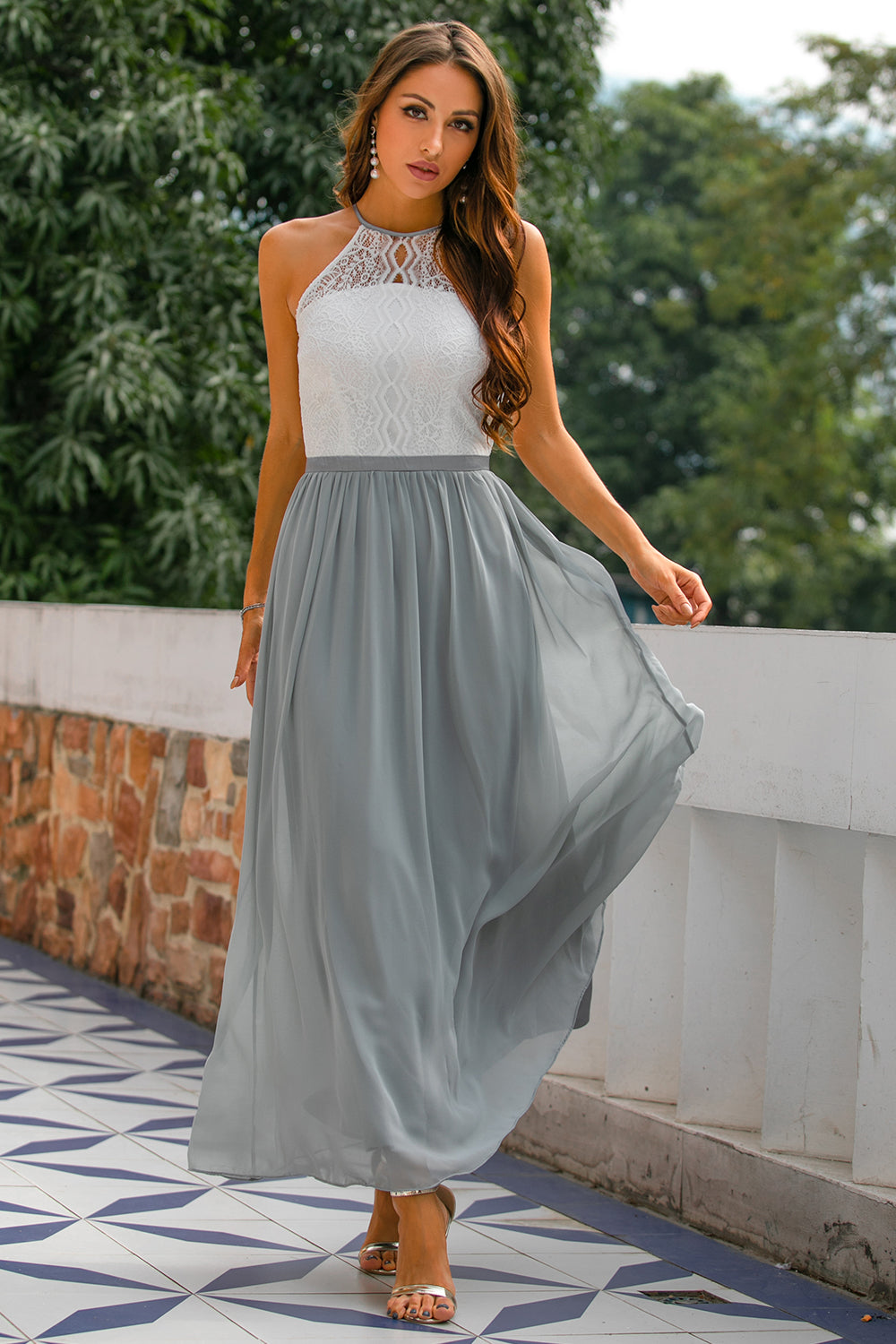 Madison Collection | Women's Maxi Dress with Elegant Halter Neckline | Flowing Silhouette for Special Occasions