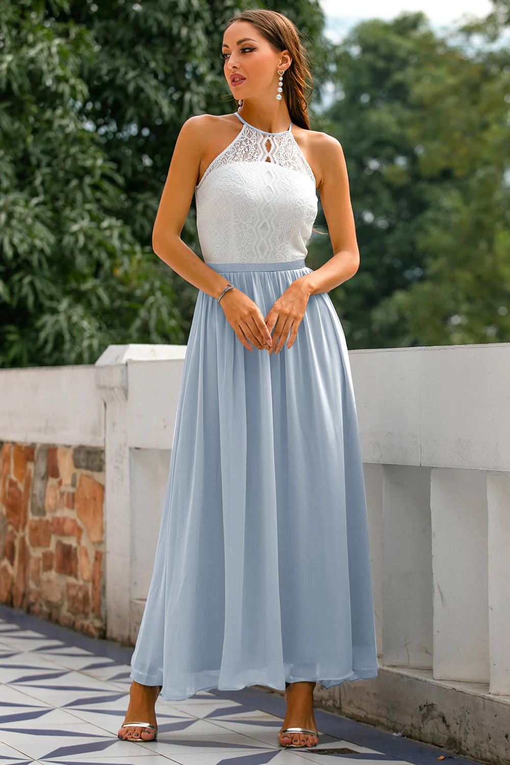 Madison Collection | Women's Maxi Dress with Elegant Halter Neckline | Flowing Silhouette for Special Occasions