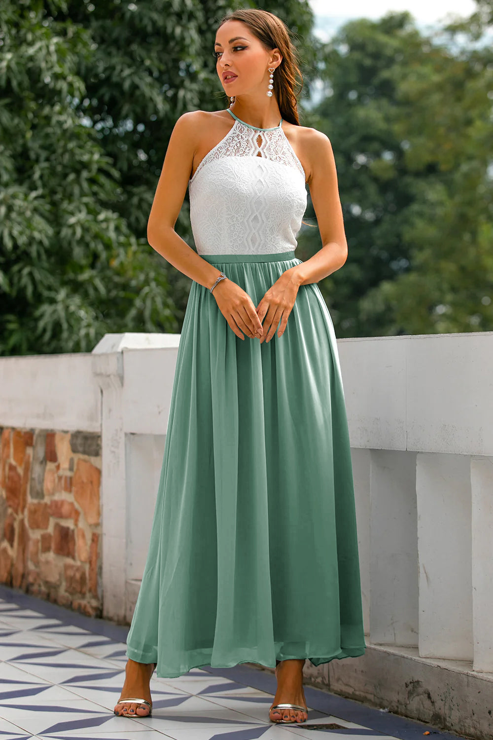 Madison Collection | Women's Maxi Dress with Elegant Halter Neckline | Flowing Silhouette for Special Occasions