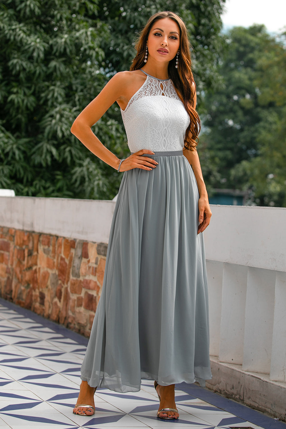 Madison Collection | Women's Maxi Dress with Elegant Halter Neckline | Flowing Silhouette for Special Occasions