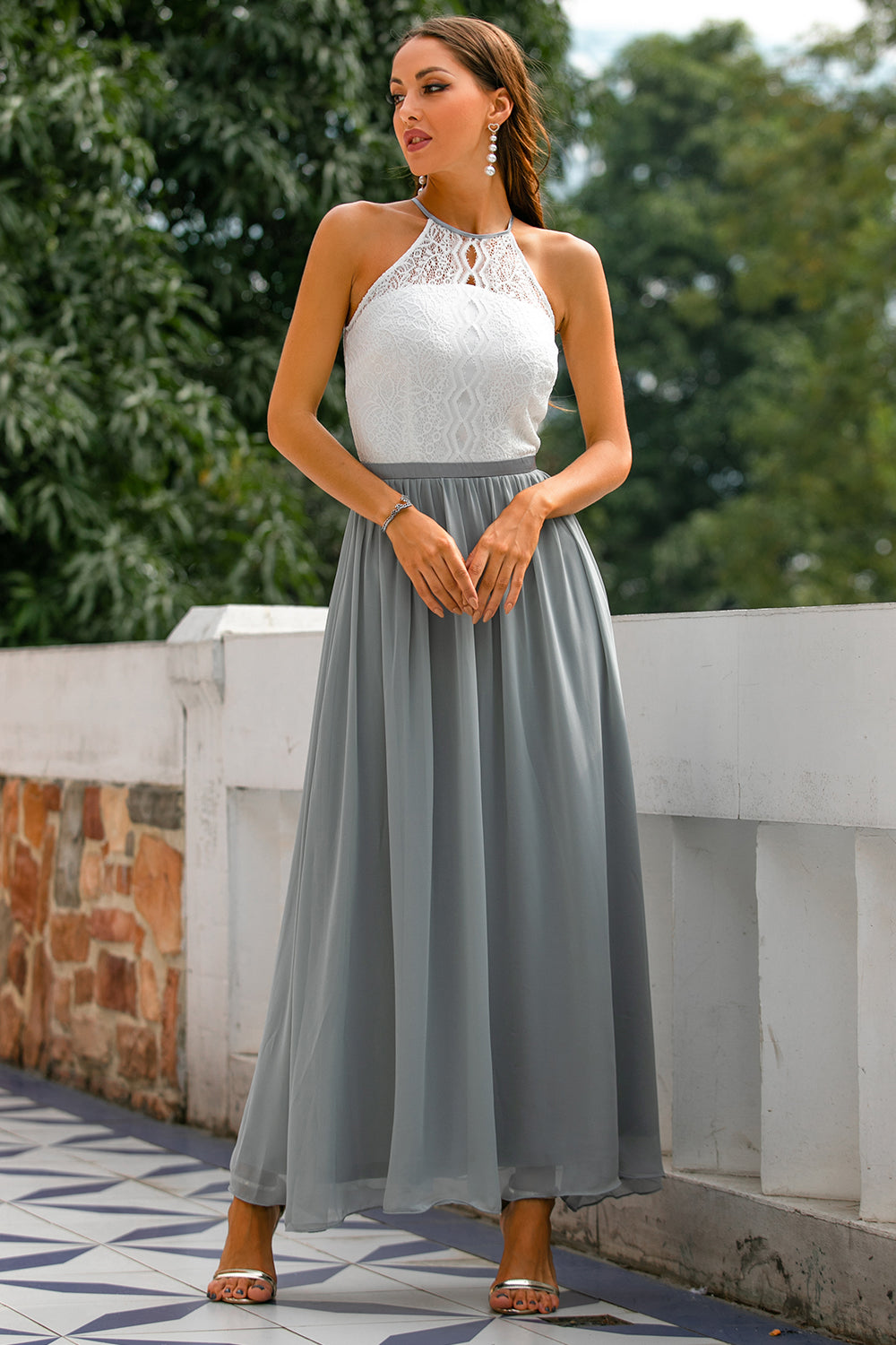 Madison Collection | Women's Maxi Dress with Elegant Halter Neckline | Flowing Silhouette for Special Occasions