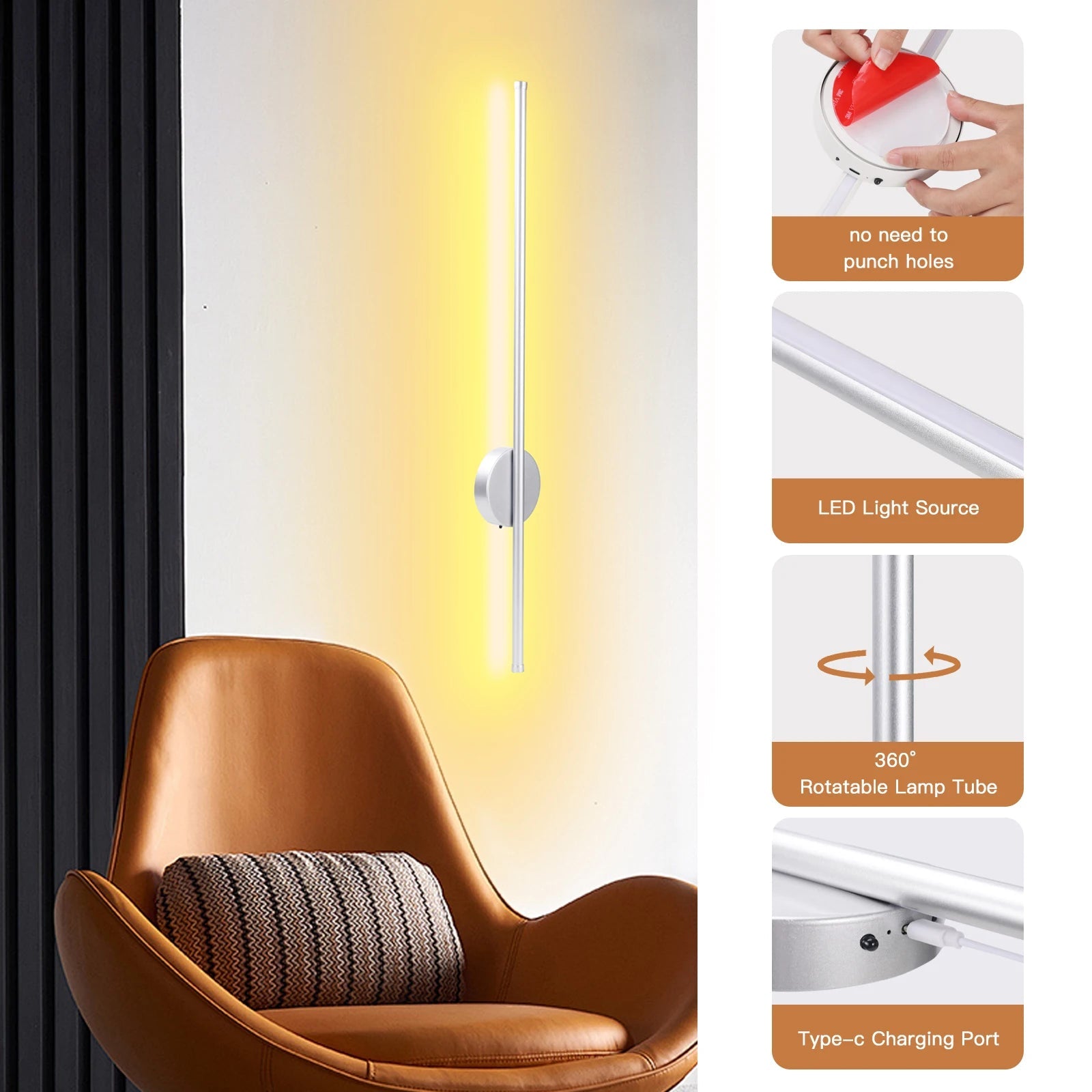 Magnetic LED Wall Lamp | Adjustable Color Temperature Sconce Light | Versatile Lighting Solution for Any Space