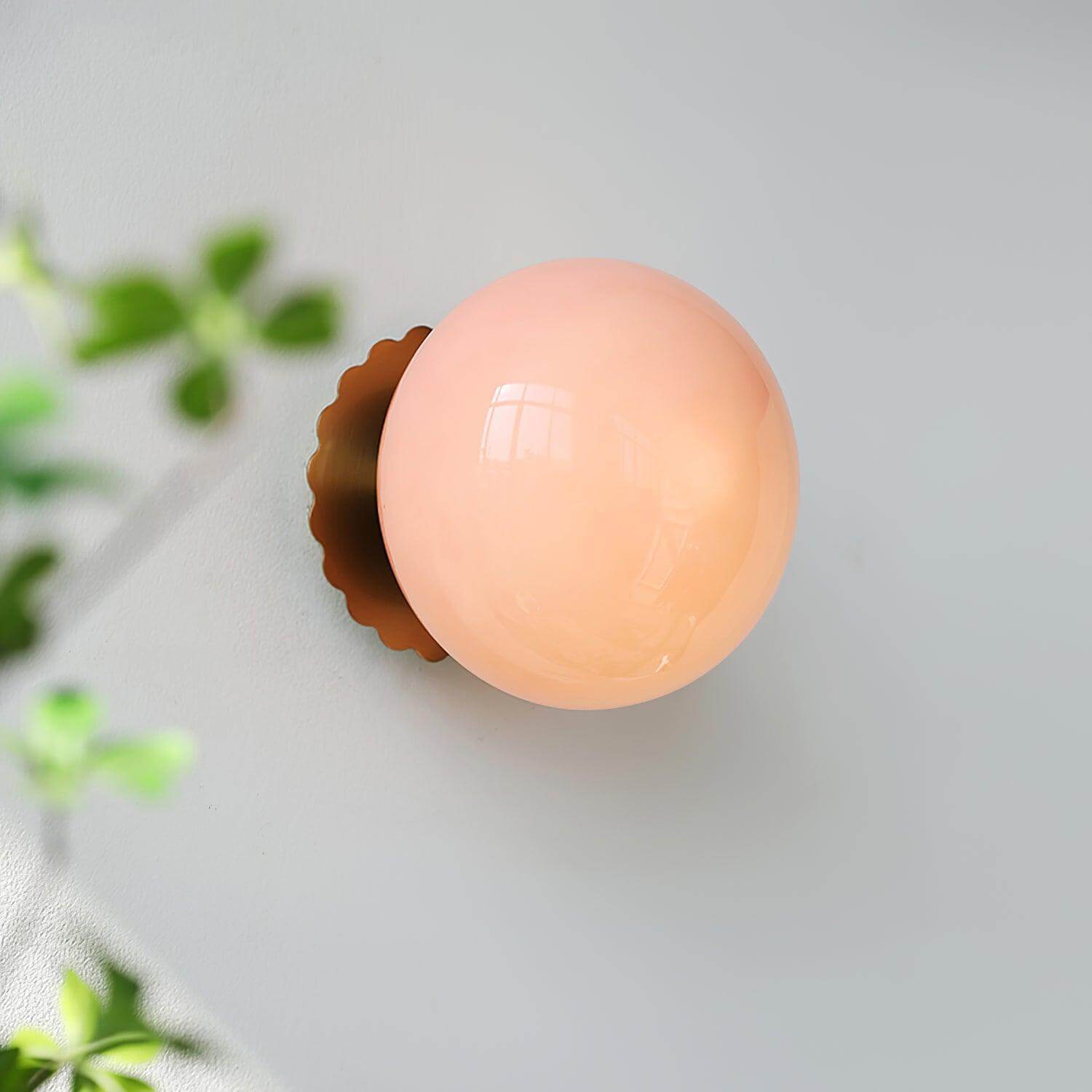 Marshmallow Glass Ball Wall Sconce Lighting with Brass Backplate | Elegant Ambient Wall Lights for Cozy Spaces