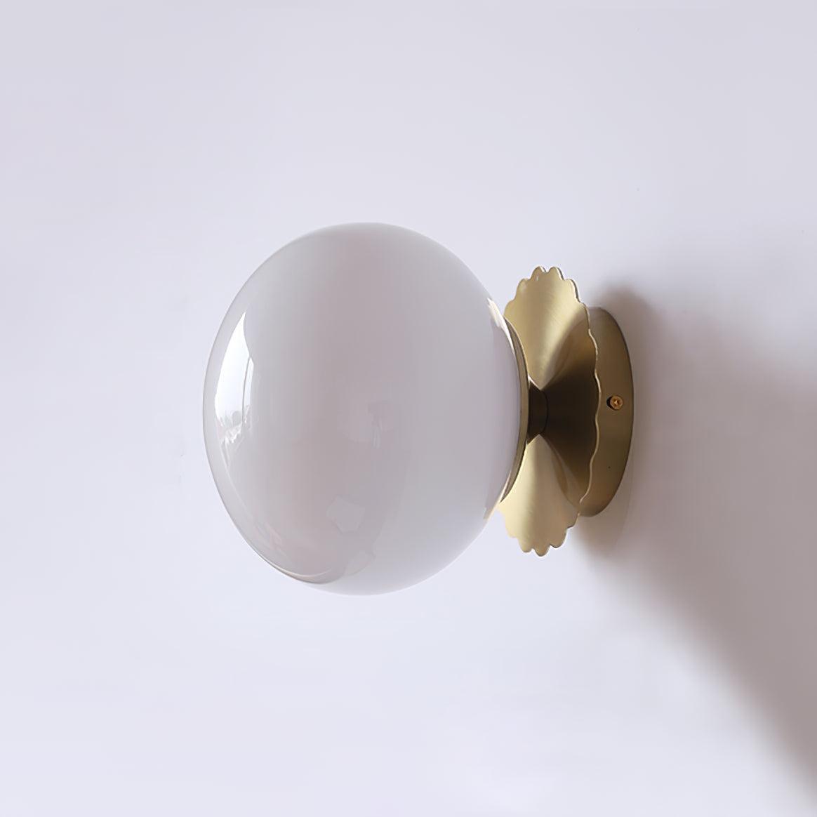 Marshmallow Glass Ball Wall Sconce Lighting with Brass Backplate | Elegant Ambient Wall Lights for Cozy Spaces