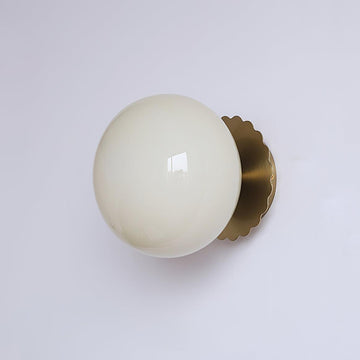 Marshmallow Glass Ball Wall Sconce Lighting with Brass Backplate | Elegant Ambient Wall Lights for Cozy Spaces