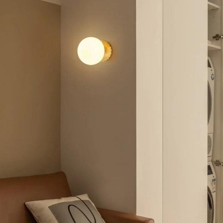 Marshmallow Glass Ball Wall Sconce Lighting with Brass Backplate | Elegant Ambient Wall Lights for Cozy Spaces