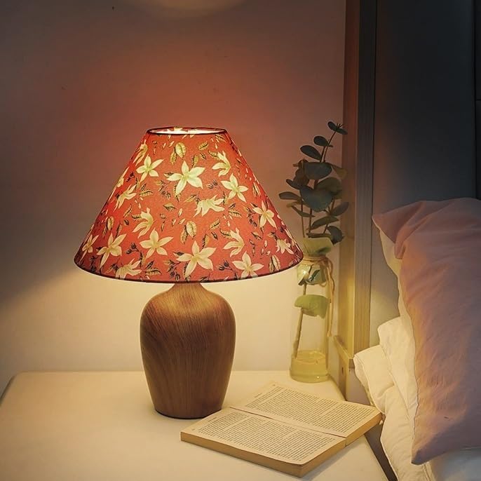 Vase Table Lamp, Linen Shade, Meiping Design, Matte Black, Dimmable Bedside