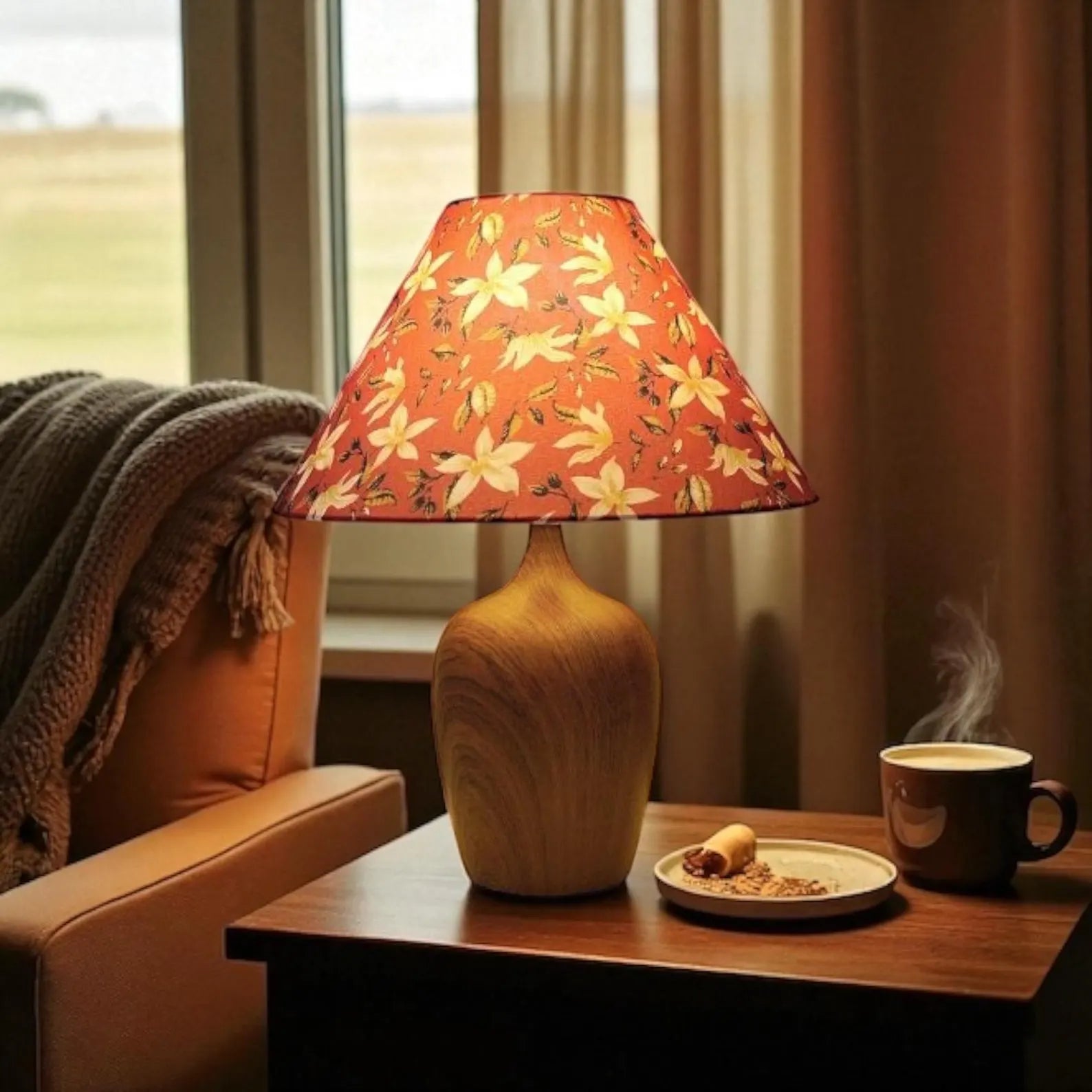 Meiping-Inspired Table Lamp with Linen Shade | Elegant Bedroom Lighting for Serene Spaces